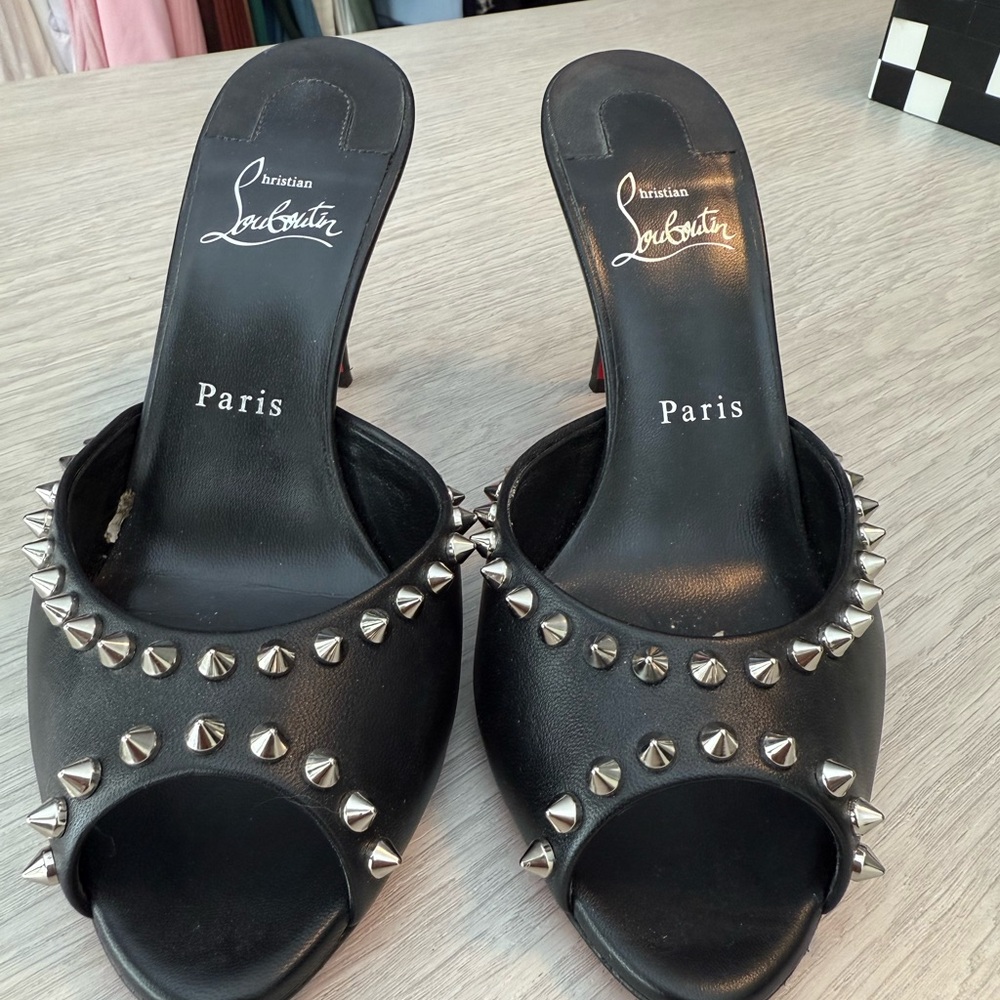 Christian Louboutin Black Studded Mules